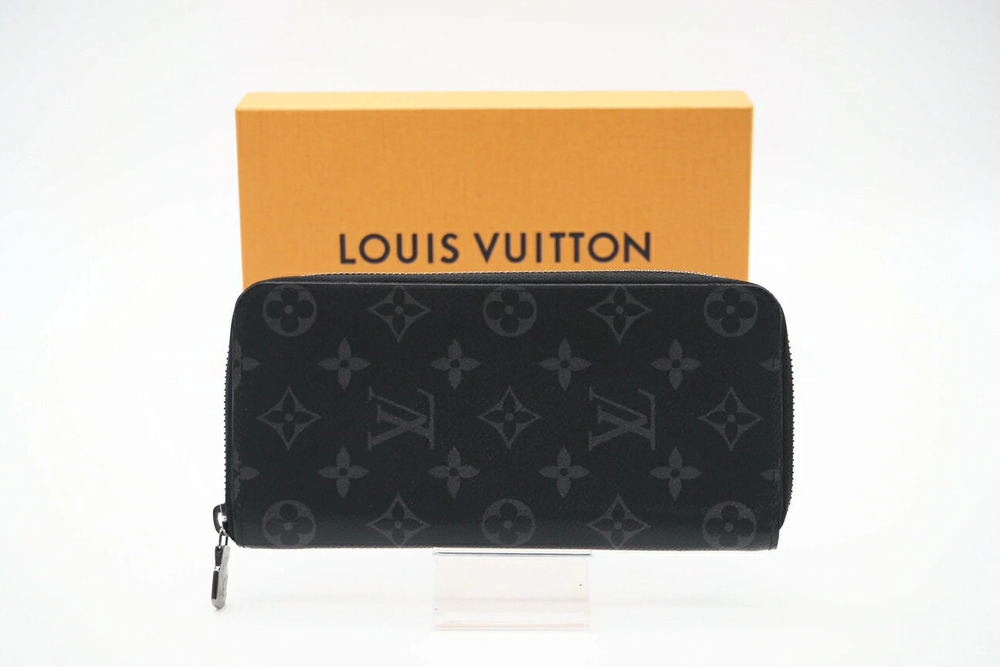 Louis Vuitton Eclipse Black Zippy Wallet Vertical Long Black Gray Canvas